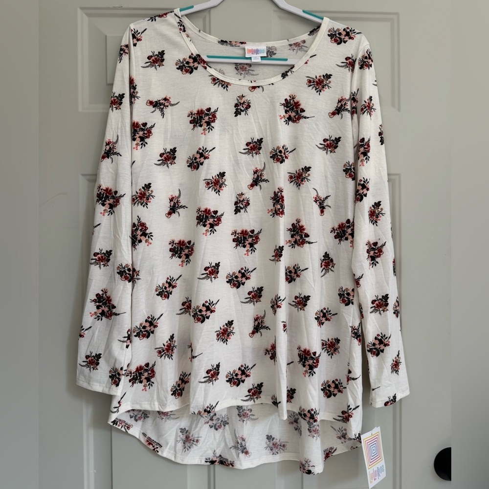 LuLaRoe Cream Floral Blouse